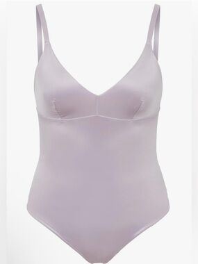 SPANX Womens Plus Size Shaping Satin Thong Bodysuit, Light Orchid, NWT